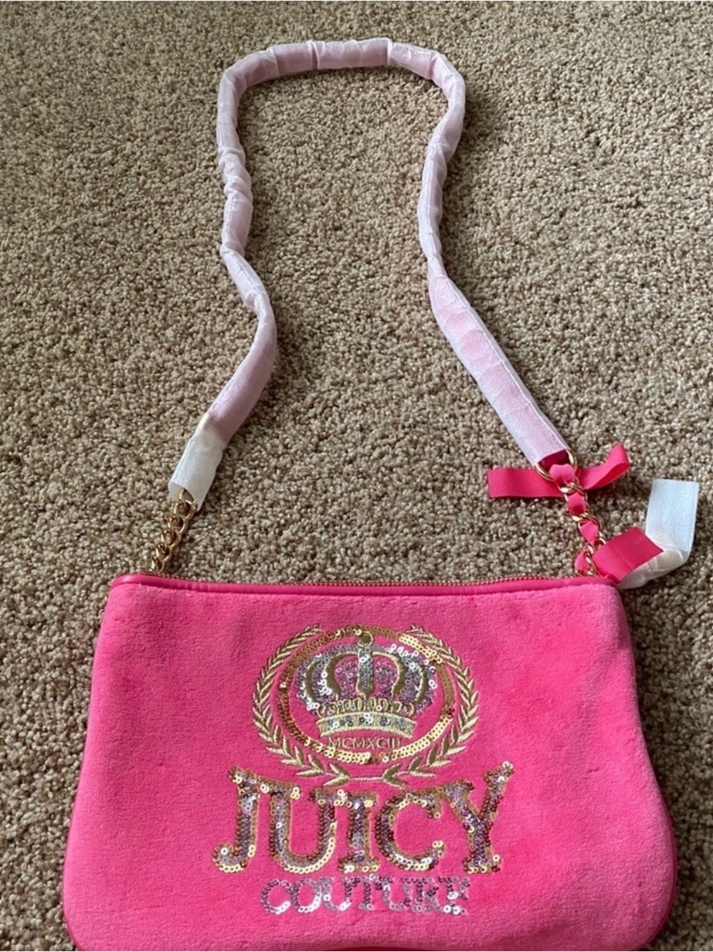Juicy Couture Hot Pink Sequin Crest Kids Shoulder Bag